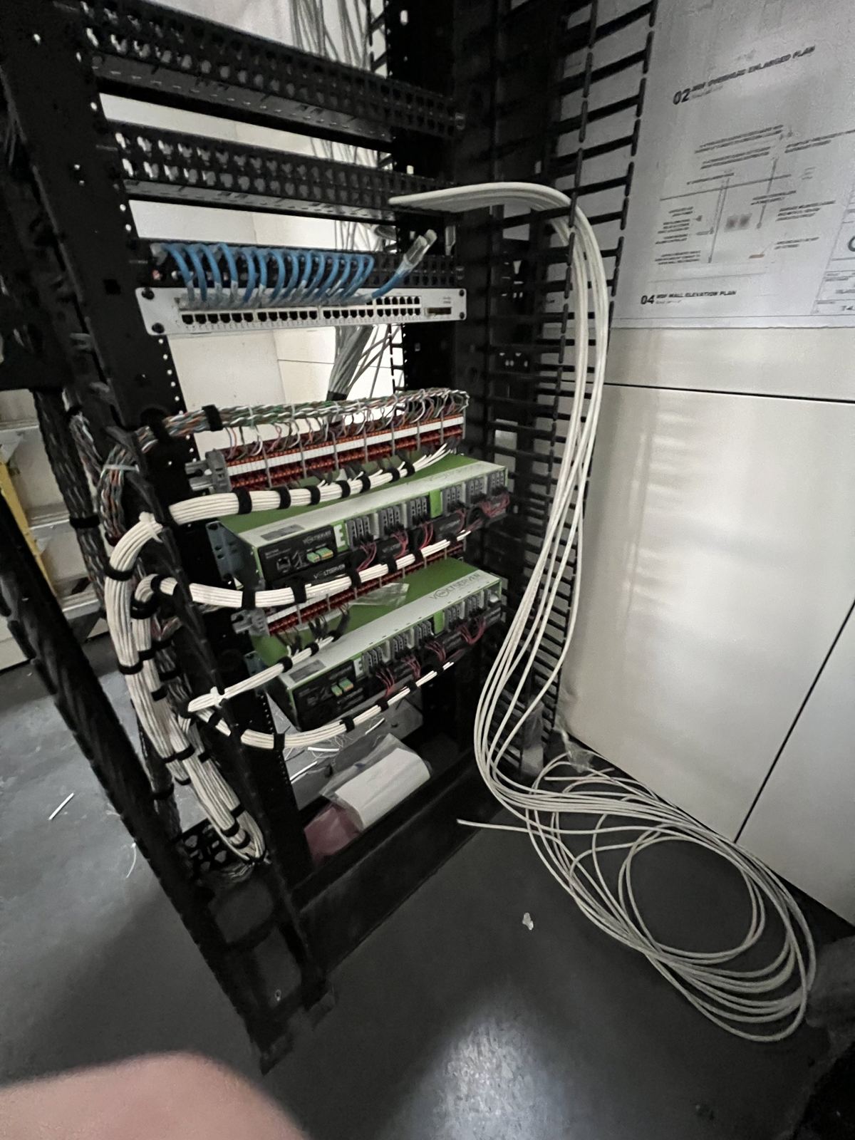 Network rack with structured cabling and cable management